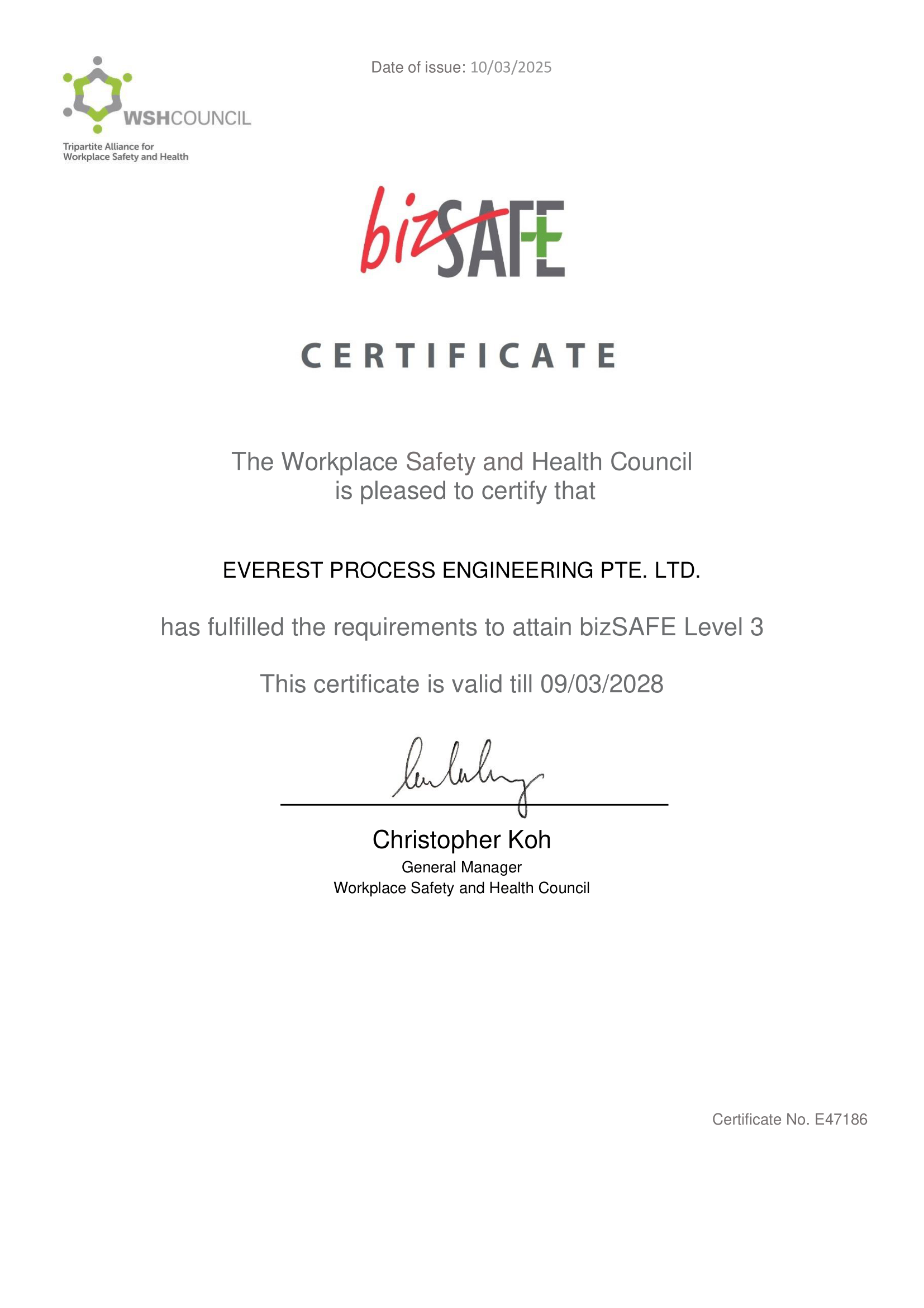 EVEREST PROCESS ENGINEERING PTE. LTD Bizsafe Level 3 Certificate-1